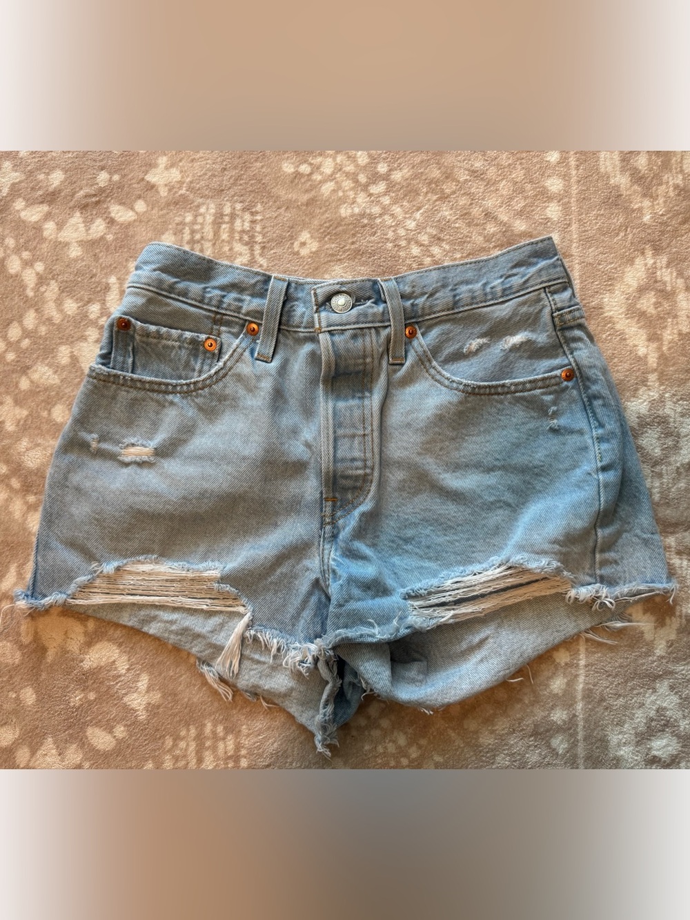 Levi's Light Blue Distressed Cutoff Denim Shorts